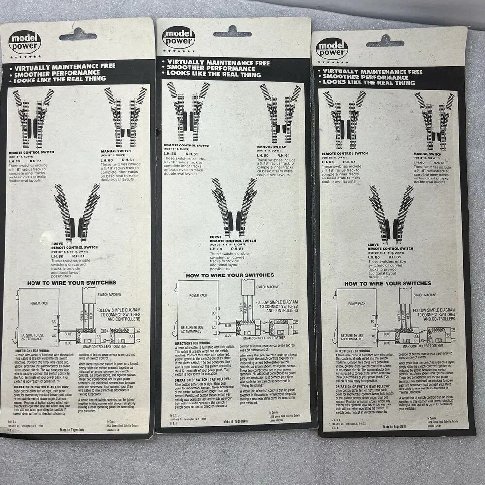 VTG Model Power Manual Switch (2) #60 Left (1) #61 Right Ho Track Brass NEW